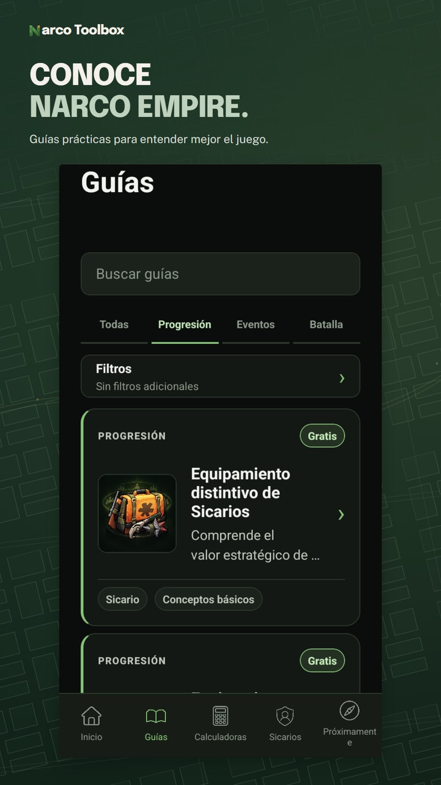 Biblioteca de guías en español con búsqueda, categorías y filtros.