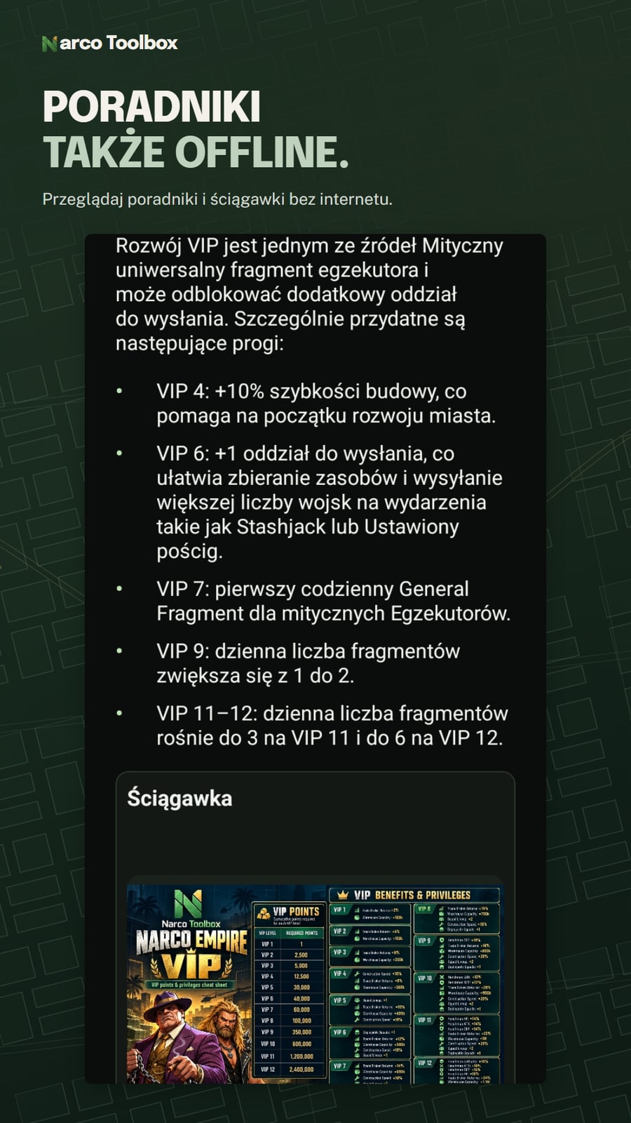 Polski poradnik VIP z progami rozwoju i osadzoną ściągawką.